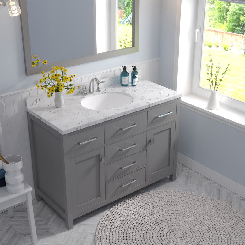 VHG MS-2048-CMRO-GR-NM Caroline 48" Single Bath Vanity in Gray with Cultured Marble Quartz Top and Round Sink
