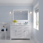 VHG MS-2048-CMRO-WH-NM Caroline 48" Single Bath Vanity in White with Cultured Marble Quartz Top and Round Sink