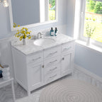 VHG MS-2048-CMRO-WH-NM Caroline 48" Single Bath Vanity in White with Cultured Marble Quartz Top and Round Sink