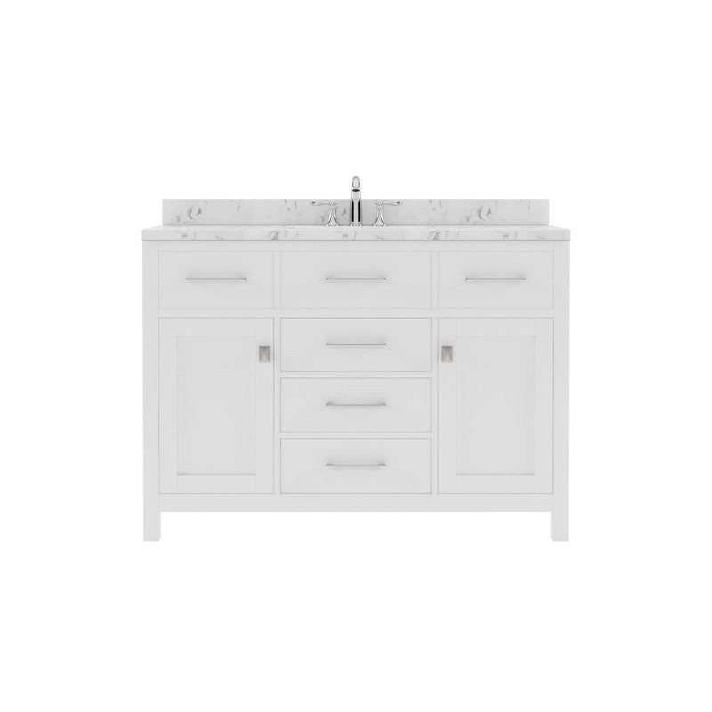 VHG MS-2048-CMRO-WH-NM Caroline 48" Single Bath Vanity in White with Cultured Marble Quartz Top and Round Sink