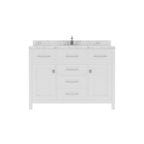 VHG MS-2048-CMRO-WH-NM Caroline 48" Single Bath Vanity in White with Cultured Marble Quartz Top and Round Sink