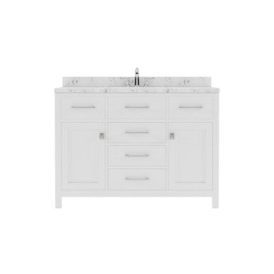 VHG MS-2048-CMRO-WH-NM Caroline 48" Single Bath Vanity in White with Cultured Marble Quartz Top and Round Sink