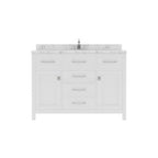 VHG MS-2048-CMSQ-WH-NM Caroline 48" Single Bath Vanity in White with Cultured Marble Quartz Top and Square Sink