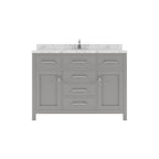 VHG MS-2048-CMSQ-GR-NM Caroline 48" Single Bath Vanity in Gray with Cultured Marble Quartz Top and Square Sink