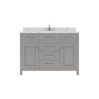 VHG MS-2048-CMSQ-GR-NM Caroline 48" Single Bath Vanity in Gray with Cultured Marble Quartz Top and Square Sink