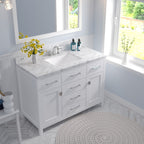 VHG MS-2048-CMSQ-WH-NM Caroline 48" Single Bath Vanity in White with Cultured Marble Quartz Top and Square Sink