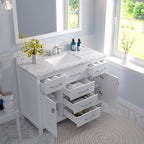 VHG MS-2048-CMSQ-WH-NM Caroline 48" Single Bath Vanity in White with Cultured Marble Quartz Top and Square Sink