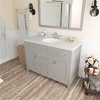 VHG MS-2048-DWQRO-GR-NM Caroline 48" Single Bath Vanity in Gray with White Quartz Top and Round Sink