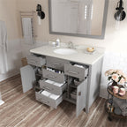 VHG MS-2048-DWQRO-GR-NM Caroline 48" Single Bath Vanity in Gray with White Quartz Top and Round Sink
