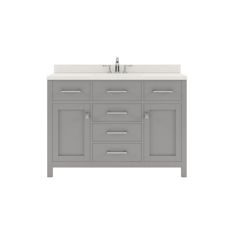 VHG MS-2048-DWQRO-GR-NM Caroline 48" Single Bath Vanity in Gray with White Quartz Top and Round Sink