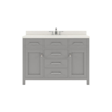 VHG MS-2048-DWQRO-GR-NM Caroline 48" Single Bath Vanity in Gray with White Quartz Top and Round Sink
