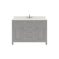 VHG MS-2048-DWQRO-GR-NM Caroline 48" Single Bath Vanity in Gray with White Quartz Top and Round Sink
