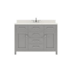 VHG MS-2048-DWQRO-GR-NM Caroline 48" Single Bath Vanity in Gray with White Quartz Top and Round Sink