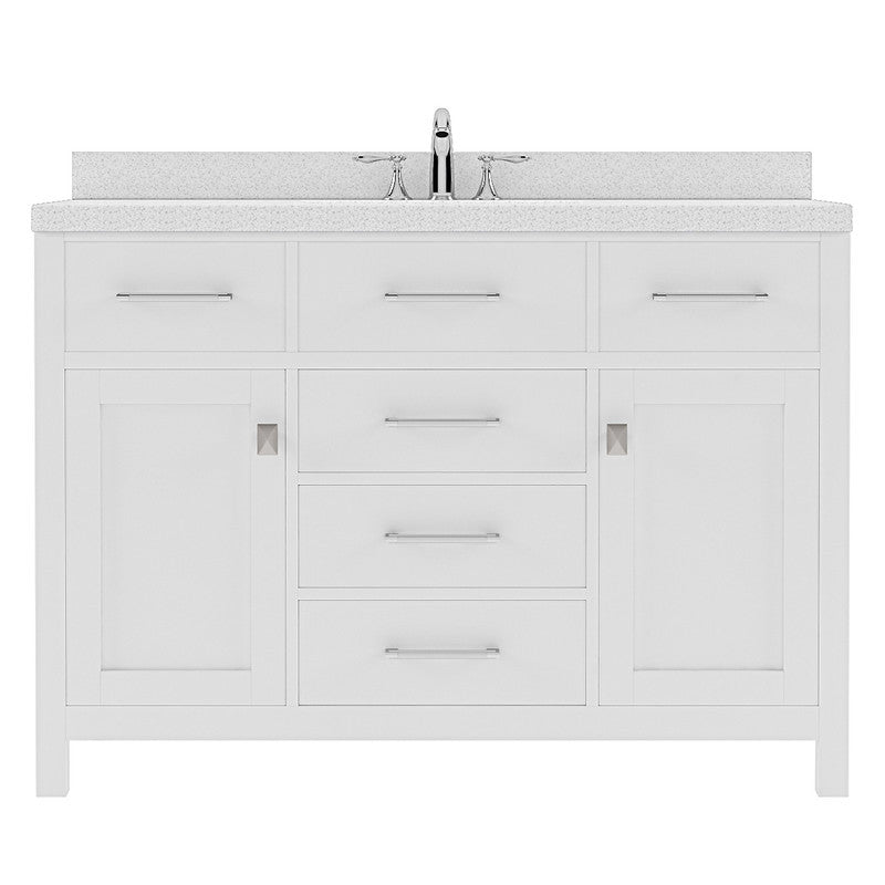 VHG MS-2048-DWQRO-WH-NM Caroline 48" Single Bath Vanity in White with White Quartz Top and Round Sink