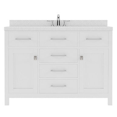 VHG MS-2048-DWQRO-WH-NM Caroline 48" Single Bath Vanity in White with White Quartz Top and Round Sink