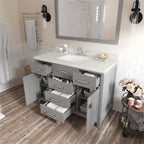 VHG MS-2048-DWQSQ-GR-NM Caroline 48" Single Bath Vanity in Gray with White Quartz Top and Square Sink