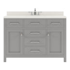 VHG MS-2048-DWQSQ-GR-NM Caroline 48" Single Bath Vanity in Gray with White Quartz Top and Square Sink
