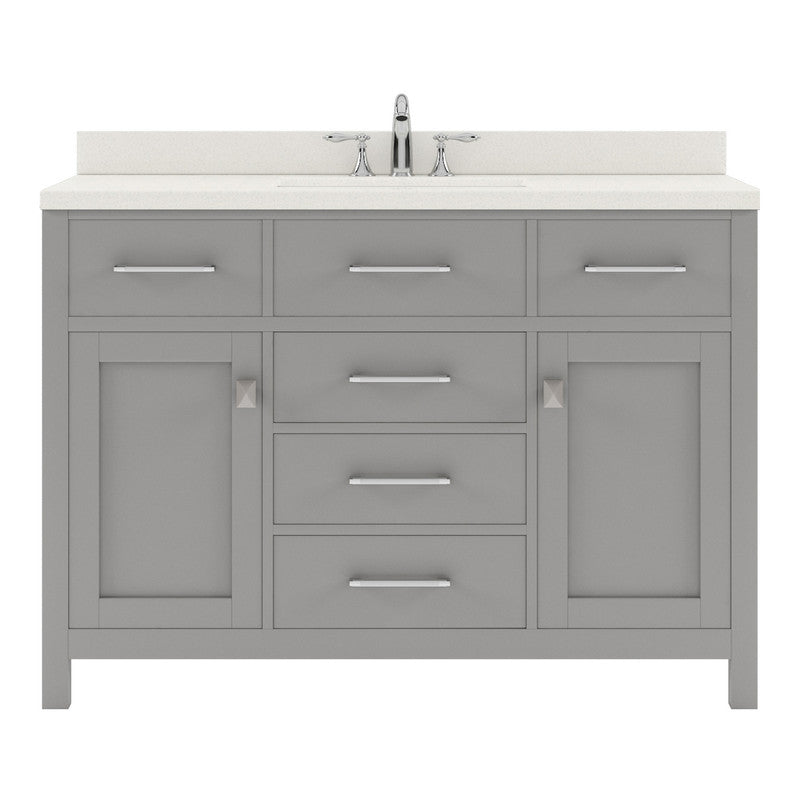 VHG MS-2048-DWQSQ-GR-NM Caroline 48" Single Bath Vanity in Gray with White Quartz Top and Square Sink