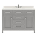 VHG MS-2048-DWQSQ-GR-NM Caroline 48" Single Bath Vanity in Gray with White Quartz Top and Square Sink