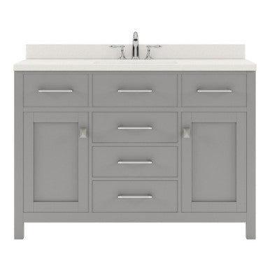 VHG MS-2048-DWQSQ-GR-NM Caroline 48" Single Bath Vanity in Gray with White Quartz Top and Square Sink