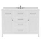 VHG MS-2048-DWQSQ-WH-NM Caroline 48" Single Bath Vanity in White with White Quartz Top and Square Sink