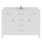 VHG MS-2048-DWQSQ-WH-NM Caroline 48" Single Bath Vanity in White with White Quartz Top and Square Sink