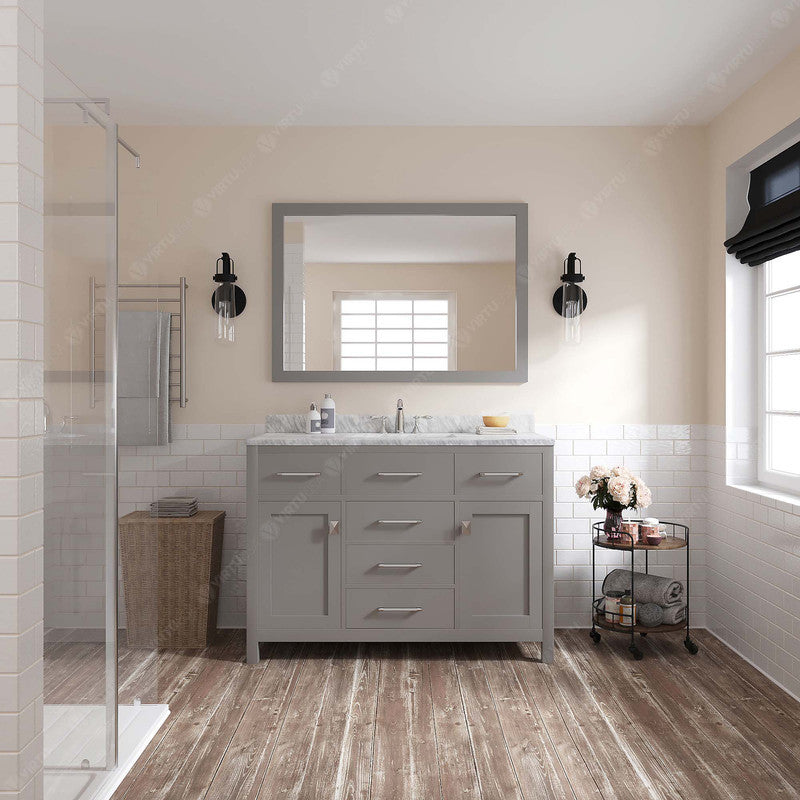 VHG MS-2048-WMRO-WH-NM Caroline 48" Single Bath Vanity in White with White Marble Top and Round Sink