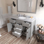 VHG MS-2048-WMRO-WH-NM Caroline 48" Single Bath Vanity in White with White Marble Top and Round Sink