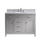 VHG MS-2048-WMRO-WH-NM Caroline 48" Single Bath Vanity in White with White Marble Top and Round Sink