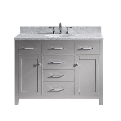 VHG MS-2048-WMRO-WH-NM Caroline 48" Single Bath Vanity in White with White Marble Top and Round Sink