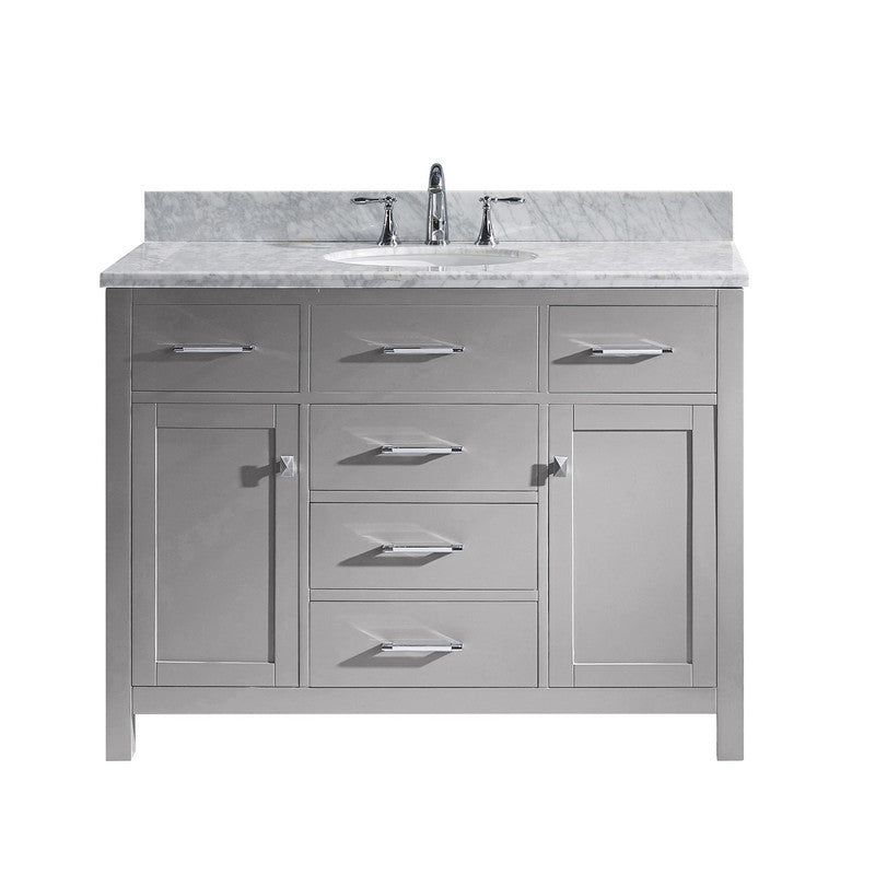 VHG MS-2048-WMRO-GR-NM Caroline 48" Single Bath Vanity in Gray with White Marble Top and Round Sink