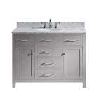 VHG MS-2048-WMRO-GR-NM Caroline 48" Single Bath Vanity in Gray with White Marble Top and Round Sink