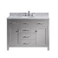 VHG MS-2048-WMRO-GR-NM Caroline 48" Single Bath Vanity in Gray with White Marble Top and Round Sink
