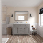 VHG MS-2048-WMSQ-GR-NM Caroline 48" Single Bath Vanity in Gray with White Marble Top and Square Sink