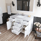 VHG MS-2048-WMSQ-WH-NM Caroline 48" Single Bath Vanity in White with White Marble Top and Square Sink