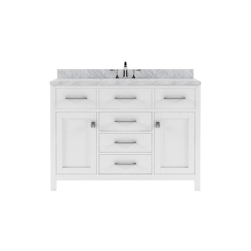 VHG MS-2048-WMSQ-WH-NM Caroline 48" Single Bath Vanity in White with White Marble Top and Square Sink