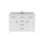 VHG MS-2048-WMSQ-WH-NM Caroline 48" Single Bath Vanity in White with White Marble Top and Square Sink