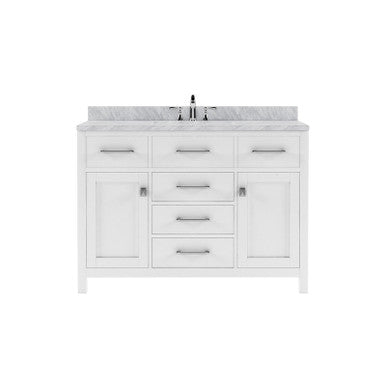 VHG MS-2048-WMSQ-WH-NM Caroline 48" Single Bath Vanity in White with White Marble Top and Square Sink