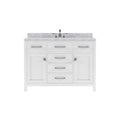 VHG MS-2048-WMSQ-WH-NM Caroline 48" Single Bath Vanity in White with White Marble Top and Square Sink