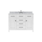 VHG MS-2048-WMSQ-WH-NM Caroline 48" Single Bath Vanity in White with White Marble Top and Square Sink
