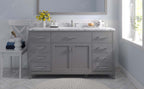 VHG MS-2060-CMRO-GR-NM Caroline 60" Single Bath Vanity in Gray with Cultured Marble Quartz Top and Round Sink