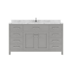 VHG MS-2060-CMRO-GR-NM Caroline 60" Single Bath Vanity in Gray with Cultured Marble Quartz Top and Round Sink
