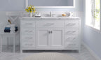 VHG MS-2060-CMRO-WH-NM Caroline 60" Single Bath Vanity in White with Cultured Marble Quartz Top and Round Sink