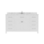 VHG MS-2060-CMRO-WH-NM Caroline 60" Single Bath Vanity in White with Cultured Marble Quartz Top and Round Sink