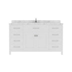 VHG MS-2060-CMRO-WH-NM Caroline 60" Single Bath Vanity in White with Cultured Marble Quartz Top and Round Sink