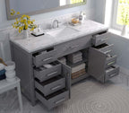 VHG MS-2060-CMSQ-GR-NM Caroline 60" Single Bath Vanity in Gray with Cultured Marble Quartz Top and Square Sink