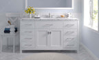 VHG MS-2060-CMSQ-WH-NM Caroline 60" Single Bath Vanity in White with Cultured Marble Quartz Top and Square Sink