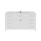 VHG MS-2060-CMSQ-WH-NM Caroline 60" Single Bath Vanity in White with Cultured Marble Quartz Top and Square Sink