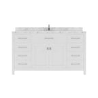VHG MS-2060-CMSQ-WH-NM Caroline 60" Single Bath Vanity in White with Cultured Marble Quartz Top and Square Sink