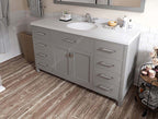 VHG MS-2060-DWQRO-GR-NM Caroline 60" Single Bath Vanity in Gray with White Quartz Top and Round Sink
